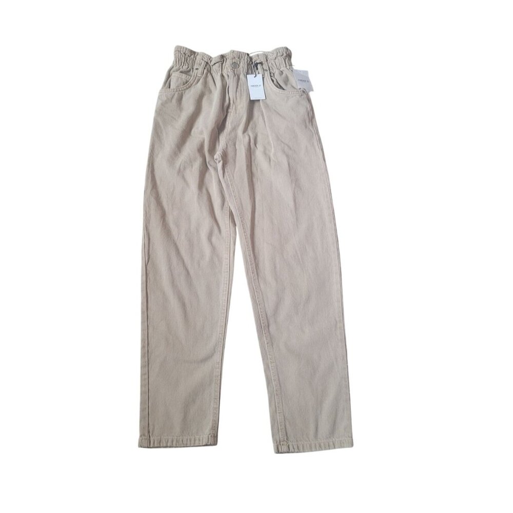 NWT Forever 21 Women's Taupe Denim High Rise Tapered Pants Elastic Waist‎